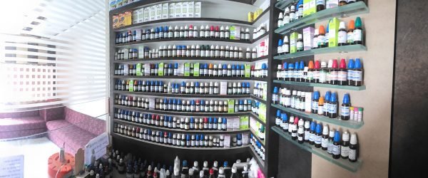 Homeopathic medicine section at Insight Homeopathy clinic in Nandura